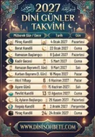Dini Günler Takvimi 1 2027 Dini Günler Takvimi